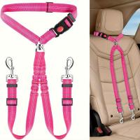 ราคา Pet Dog Seat Belt Car Supplies Dog Cat Car Fixed Dog Chain Buffer Traction Car Safety Rope One Belt Two Dog Leash (28961062294)