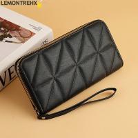 ราคา LEMONTREAL Long Wallet, Vintage PU Leather Quilted Wallet, Womens Fashion Zipper Black Clutch Wallet Daily Use (56961698008)