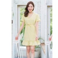 ราคา เดรสคอวีแต่งระบายชาย ผูกเอว (2172061134)