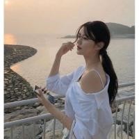 ราคา เชิ้ตเปิดไหล่สายเดี่ยวข้างเดียวแขนยาว (7555473771)