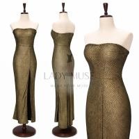 ราคา เดรสเกาะอกยาว สีทอง ผ่าหน้า มีฟองน้ำในตัว ชุดออกงาน ชุดราตรี (54307021927)