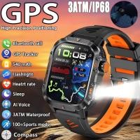 ราคา 2026 ใหม่ทหารเกรดกลางแจ้ง GPS สมาร์ทนาฬิกาผู้ชายเข็มทิศ Heart Rate BT Call ไฟฉาย LED 3ATM ว่ายน้ํากันน้ํา Smartwatch (55559609405)