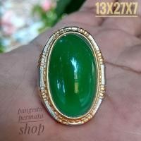 ราคา HIJAU TOP QUALIATY ORIGINAL CHALCEDONY GREEN Agate RING (23758549916)