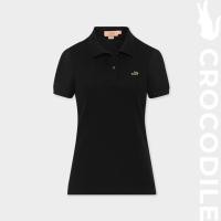 ราคา CROCODILE WOMEN BLACK TAPERED FIT POLO SHIRT เสื้อโปโลทรงเข้ารูปสีดำ (50000154117)