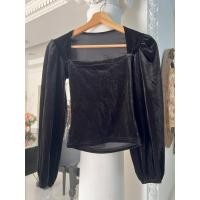 ราคา เสื้อแขนยาวผู้หญิงสีดำผ้ากำมะหยี่ ไซส์ S (24380645707)