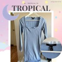 ราคา เดรสแบรนด์ forever21 ทรงคอเหลี่ยม แขนยาว ผ้าร่อง เนื้อนิ่ม แต่งระบายเล็กๆ (24712881469)