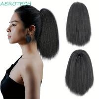 ราคา AEROTECH วิกผมสั้น Yaki ผมหางม้าตรง, 10 นิ้วสังเคราะห์ Drawstring หางม้า Hairpieces, คลิปไฟเบอร์ทนความร้อนบนต่อผมธรรมชาติปุยหนาหางม้า Party (51560001959)