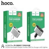 ราคา (UC206 Plus) Hoco ช่องเสียบที่ชาร์จแบตในรถยนต์ USB 2 Port และช่องจุดบุหรี่ในรถยนต์ 2 ช่อง (25526297867)