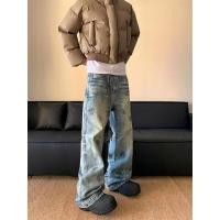 ราคา เสื้อผ้าผู้ชาย INF|Retro Cat Whiskers Distressed Wide-Leg Jeans Spring Summer New Products Street Wear Loose Straight-Leg Pants (41431169331)
