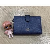ราคา COACH F23256 Metallic Crossgrain Leather Medium Corner Zip Wallet (3281290476)