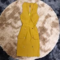ราคา เดรสแขนกุดสีเหลืองมัสตาร์ดผ้าTopshop #S (12998472296)