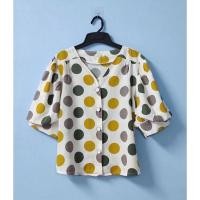 ราคา เสื้อแฟชั่นสาวอวบงานป้าย princess คอวีลายจุด แขนพอง อก40 (24316646398)