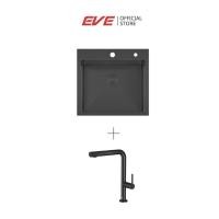 ราคา EVE ซิงค์ล้างจาน 1 หลุม สแตนเลส สีดำ CARBONYTE 560/520+ ก๊อกน้ำผสม ZENO BLACK (7417241816)