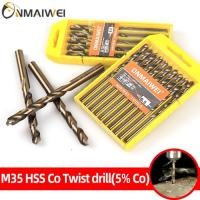 ราคา 1.0-13mm Cobalt Coated 5/10PCS Twist Drill Bit Set HSS M35 Gun Drill Bit For Wood/Metal Hole Cutter (49408051337)