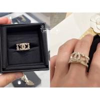 ราคา ของแท้ CHANEL 22s ดาว Rhinestone กลวงออกแหวนสีทองอ่อน (54411585746)