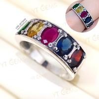 ราคา แหวนนพเก้า แหวนเงินแท้ รมดำ พลอยหลากสี (CZ) YTG-11290 (55761244519)