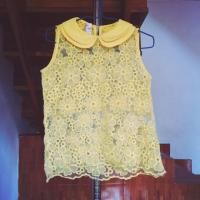 ราคา ใหม่ !! เสื้อแขนกุดลูกไม้ ลายดอก สีเหลือง (47904296)