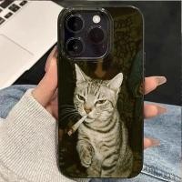 ราคา ลูกแมวสูบบุหรี่รูปแบบพิมพ์เคสโทรศัพท์สําหรับiPhone 16 15 14 13 12 11 Pro Max XS X XR 7 8 Plus SE 2022 ฝาครอบ (42867594248)