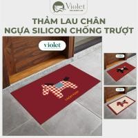 ราคา พรมเช็ดเท้าบ้านสีม่วงลายม้าสําหรับตกแต่งบ้านพร้อมฐานซิลิโคนกันลื่น (44758402978)
