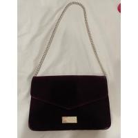 ราคา กระเป๋าคลัทซ์ Jimmy CHOO กระเป๋าโซ่สะพายข้างกำมะหยี่ evening bag สีแดงเลือดหมู เบอร์กันดี้ (29338778226)
