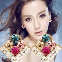 ราคา New Fashion crystal rhinestone square earring ต่างหู (995673)