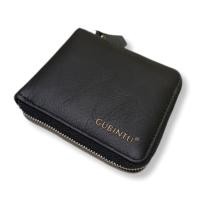 ราคา กระเป๋าสตางค์ซิปรอบใบสั้นหนังวัวแท้ กระเป๋าผู้ชาย แบบมีช่องใส่เหรียญ(สีดำ) (42568646129)