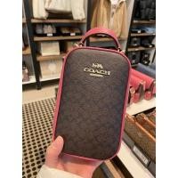 ราคา พร้อมส่ง แท้ % New Coach EVA PHONE CROSSBODY IN COLORBLOCK SIGNATURE CANVAS (COACH CF368) IM/BROWN/PINK (23819324849)
