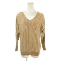 ราคา SHIPS Sweater Knit v-neck silk stripe beige Long sleeves Direct from Japan Secondhand (58060423900)