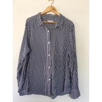ราคา Liz Claiborne ไซส์ XXL อกหน้าผ้า 52 นิ้ว ผ้าเรยอน ยาว 29 เสื้อเชิ้ต ลายทาง ลายร่อง oversized (23063204126)