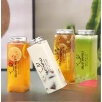 ราคา ขวด PET ใสทรงเหลี่ยม 500ml พร้อมฝา ขวดชา ขวดน้ำผลไม้ (26680415272)