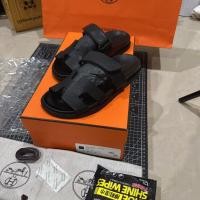 ราคา ❤️❤️ Used Like NEW Hermes Chypre Sandals in Black , Chamois Leather มือ2 Size39 เหมาะเท้า 24.5-25CM (43925022301)