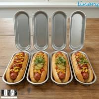 ราคา CULINARYHV แม่พิมพ์ขนมปังฮอทดอก 4 ชิ้น, ถาดอบขนมปังไส้กรอกโลหะผสมอลูมิเนียมรูปไข่, ทําความสะอาดง่ายไม่ติดทนต่อการกัดกร่อนความร้อนอย่างรวดเร็ว Hotdog Bun Pan Pudding (46608968218)