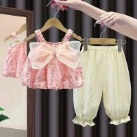 ราคา ชุดเสื้อเด็กผู้หญิง 2 ชิ้น, กางเกงขาสั้นขากว้างพอง, เด็กฤดูร้อนใส่อยู่บ้าน, ชุดสตรีท, ชุดเจ้าหญิงแขนกุดการ์ตูนพร้อมโบว์โฟม (25098230879)