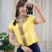 ราคา เสื้อพื้นเมือง ผ้าฝ้าย ผ้าไทย สีเหลือง (34"-42") สาวอวบ สาวผอมใส่สวย (2066724498)