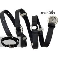 ราคา Z16 เข็มขัดหนังแท้สีดำพร้อมหัวเข็มขัดสีเงินประดับคริสตัล ขนาดเอวไม่เกิน36นิ้ว มือสอง ขายตามสภาพ (42929302786)