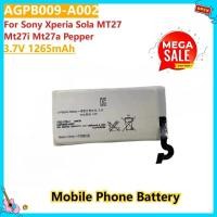 ราคา 100% ใหม่คุณภาพสูง 3.7V 1265mAh แบตเตอรี่โทรศัพท์มือถือ AGPB009-A002 สําหรับ Sony Xperia Sola MT27 Mt27i Mt27a พริกไทย (45062002821)