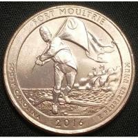 ราคา สหรัฐอเมริกา (USA), ปี 2016, 25 Cents, Fort Moultrie, South Carolina, ชุดเหรียญ America the Beautiful Quarter (8469689897)