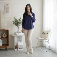 ราคา KEMEJA Womens Rayon Twill Long Sleeve Plain Shirt Amena Blouse Casual Work Top by Metafora_id (55361666667)