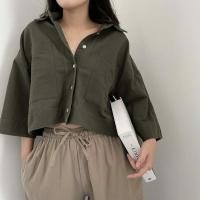 ราคา Kemeja Crop Linen Oversize Shirt // Crop Pocket Oversize (29315206274)