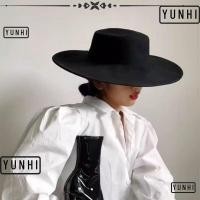 ราคา YUNHI หมวกสักหลาด, Retro สีทึบผู้หญิง Flatcap, Hepburn สไตล์ปีกกว้างปานามาหมวกโบสถ์ (54311855144)