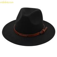 ราคา Rebbcca Felt Fedora หมวก, นุ่มด้วยเข็มขัดหัวเข็มขัดปานามาหมวก, แฟชั่นปีกกว้าง Elegant Vintage Jazz หมวกผู้ชายผู้หญิง (27515751774)