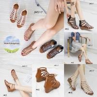 ราคา new store code jm517 รองเท้าทรงGladiator หน้าสานงานเสริมส้นสูง เป็นซิปหลังใส่ง่ายถอดสะดวกคู่ พื้นนิ่มมีกันลื่น (49604545877)