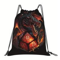 ราคา Dragon & Dice Creative Print Drawstring Bag ทนทานและน้ําหนักเบา Travel Daily School Storage Bag (49160197214)