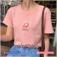 ราคา N007 เสื้อยืดเกาหลีลายผลไม้น่ารักสดใส ลายสตอเบอร์รี่ (6439103474)