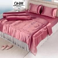 ราคา OHM ผ้านวมคู่ 70 นิ้ว x 90 นิ้ว ผ้าเครปซาติน 220 เส้น (สีชมพูกลีบบัว) (904878186)