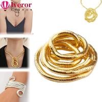 ราคา สร้อยคองูงอได้สีเงิน และสร้อยข้อมือโลหะผสมสีทอง พังก์ สไตล์ยืดหยุ่น (55509389315)