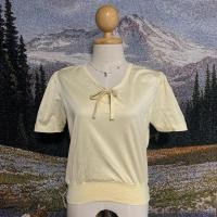 ราคา เสื้อยืด สีเหลือง จั๊มเอว ผูกโบว์ อก (29322570898)