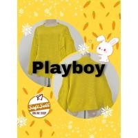 ราคา เพลย์บอย เสื้อไหมพรมกันหนาวมือสอง แบรนด์Playboy ไหมพรมสีเหลืองมะนาว (27069983261)