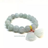 ราคา JADE หยกพม่าแท้ เกรดพรีเมียม ขนาด 10 มม. ประดับจี้พระสังกัจจายน์คู่ by siamonlineshop (4315718596)