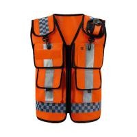 ราคา เสื้อกั๊กขี่ผู้ชายกระเป๋ากีฬากลางแจ้ง Multi-Function Patrol Safety Road Traffic Jacket เสื้อกั๊กสะท้อนแสง (44610572827)
